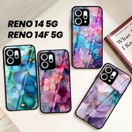 Oppo Reno 14 5G Reno 14F 5G Glass Softcase - Oppo Reno 14 5G Reno 14F 5G Case - Flower Case - GM 102