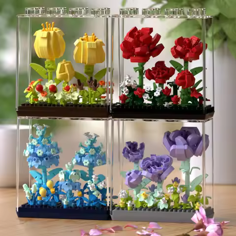 Qimeng Fun Microgranules Rose Eternal Flower Building Block Ornament Assembly Kit Gift for Girls 732