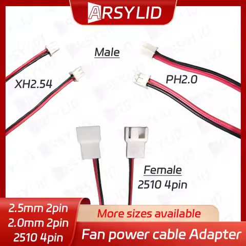ARSYLID Conversion cable 4pin 3pin to 2 pin 2.5mm adapter fan for VGA cooling fan Power supply mini 