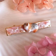 可客製化天竺鼠軟陶淡水珍珠永生花髮夾
