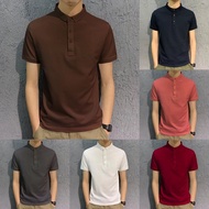 M-5XL READY STOCK Polo Shirt Men Plain Short Sleeve T Shirt Loose Plus Size Lapel Casual Business Top