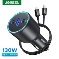 UGREEN 130W USB C Fast Car Charger with PD Cable for Fast USB C Car  Charger QC4