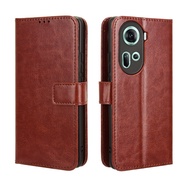 OPPO Reno 11 5G Case PU Leather Stand Holder OPPO Reno 11 5G Flip Casing Magnetic Folding Leather