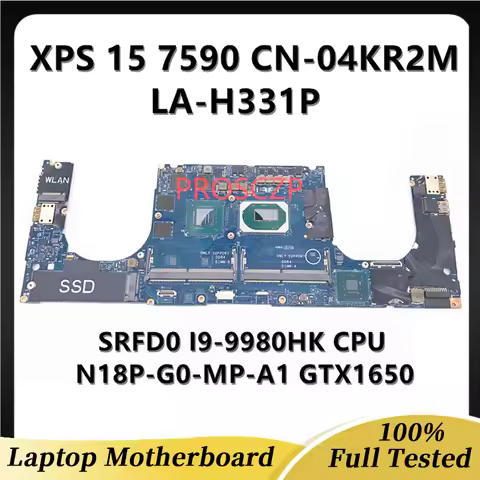 04KR2M 4KR2M CN-04KR2M FOR DELL XPS 15 7590 Laptop Motherboard LA-H331P With SRFD0 I9-9980HK CPU GTX