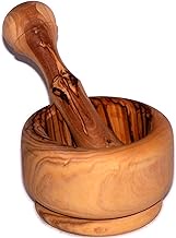 Holy Land Market Natural Olive Wood Mortar and Pestle (3.5 inches in Diameter and Pestle is 5.5 inches Long)
