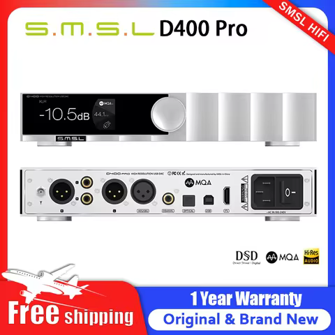 SMSL D400 Pro Audio Decoder DAC AK4191 AK4499EX MQA-CD Bluetooth XU316 DSD512 Optical Coaxial 32bit/