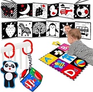 4 PCS Black and White High Contrast Baby Toys 0-3-6 Months Newborn Essential Montessori Toys for Bab
