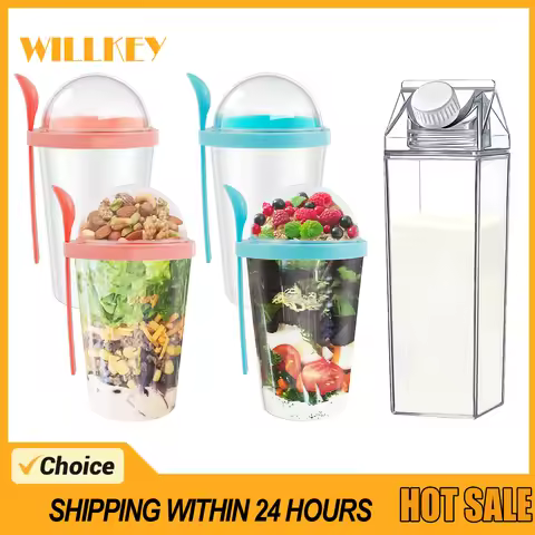 Yogurt Oatmeal Container Overnight Oats Container With Lid And Spoon Portable Leakproof Cereal And M