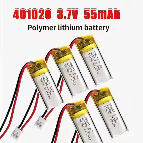 1-10pcs 401020 3.7V Battery 55mAh Lithium Batteries Polymer Rechargeable PH2.0mm 2P for Wireless Blu