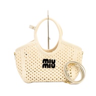 【二手】Miu MIU MIU Ivy 手提包 5BA284 網眼/棉質 白色