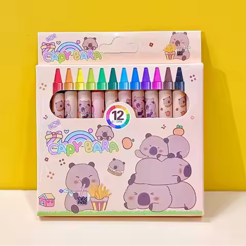 12/36pcs Cute Capybara Crayons 12 Colors 8.8cm Colored Crayon Pencil Painting Graffiti Kid Party Bir