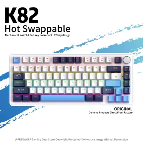 APAYADO K82 Mechanical Keyboard,RGB Lighting,Multi-function Knobs for Mode Switching,Fully Hot-swapp