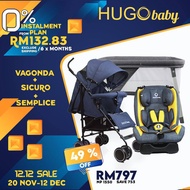 HUGO BABY COMBO SALES VAGONDA STROLLER + SICURO CARSEAT + SEMPLICE BABY CRIB