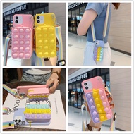 Relive Stress Pop it Fidget Toys Push It Bubble Soft Silicone Phone Case For OPPO R17 R15 Pro R9 R9S R11 R11S Plus Casing Coin Bags wallet With lanyard Decompression Cover