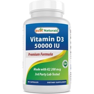 s D3 50000 IU dengan MK7 K2 200 mcg – 90 Kapsul Sayuran – – Bebas GMO dan Gluten