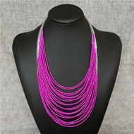 1 Pcs Bohemian party exaggerated Multi layer rice bead fishing line necklace
