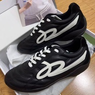 Bai Jingting Inspired Design - Black Genuine Leather Thick-Soled Heightening Racing Shoes