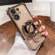 Build in magnetic case for Vivo V70 V60 Lite 5G X200 FE transparent electroplated soft U-shaped magn