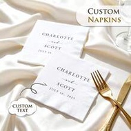 15-500pcs Custom Valentine's Day Napkins, 3-Ply Personalized Wedding Napkins, Clear Printing, Table 