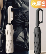 Syllere - 包送貨 -(灰黑色) 全自動環扣防吹翻縮骨遮-雨傘-雨遮-遮陽傘-戶外傘-掛袋傘-防紫外線傘