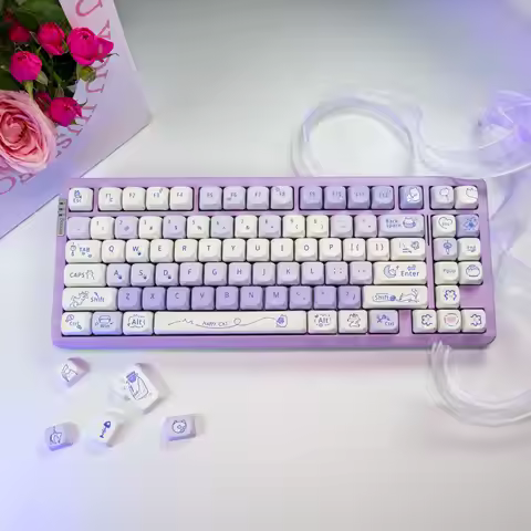 Cute Purple Taro Theme 130 Keys PBT Keycaps, Artisan Dye-Sub MOA Profile Custom Mechanical Keycaps f