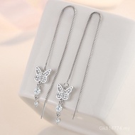 Bow Sterling Silver Earrings S925 Sterling Silver Temperament Long Earrings Female Ear Line I2OZ