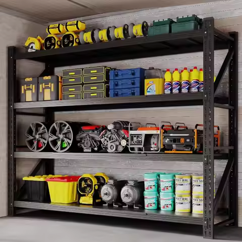 BYNSOE 78.8" W Storage Shelves 7000lbs Garage Metal Shelving Heavy Duty Garage Shelves Adjustable St