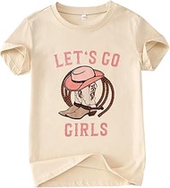 Toddler Western Cowgirl Shirt Kids Let's Go Girls T-Shirt Long Live Cowgirls Rodeo Graphic Short Sle