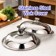 &lt; &gt;Stainless Steel Wok Lid Cover /Penutup Kuali Periuk WITH TEMPERED GLASS LID / WOK COVER 锅盖家用不锈钢炒菜锅盖子