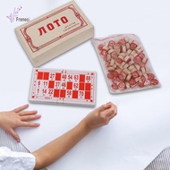 [Freneci] Russian Lotto Bingo Game Fun 48 Bingo Number Cards Vintage Wooden Bingo Set for Parties Ho
