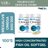 MEGALIVE Omega 600/300 | EPA 600mg, DHA 300mg, Enteric Coated, From New Zealand | 高纯度深海鱼油软胶囊 (100'S/2x100'