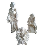 White Belen / Christmas Nativity Set (Joseph Mary and Jesus) Decoration and Gift  Religious Item Fig
