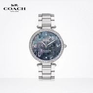 Coach Watch Womens Delancey Silver Watchband Blue surface Silver Second 28MM watch ready stock