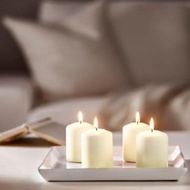 IKEA HEMSJO Set of 4, Unscented Block Candle 8cm (15hours)