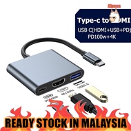 USB C to 4K HDMI USB 3.0 100W PD Charging Adapter, Type-c to 30HZ HDTV  Adapter Connect the computer