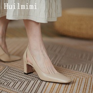 WGBHuilm, Women's High Heel Heel 6cm High 2024 Spring New Genuine Leather Fashion Office Women's Sho