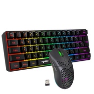 HXSJ 60% Wireless Gaming Keyboard and Mouse ComboLED Backlit Rechargeable 2000mAh BatteryMini Mechan