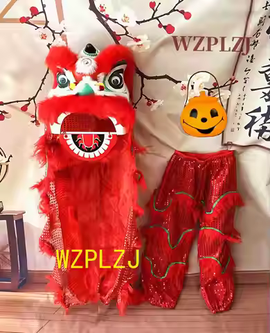 Halloween Party 12 inch Lion Dance Costume pants Pumpkin Lantern Candy box 3-5 Age Child Performance