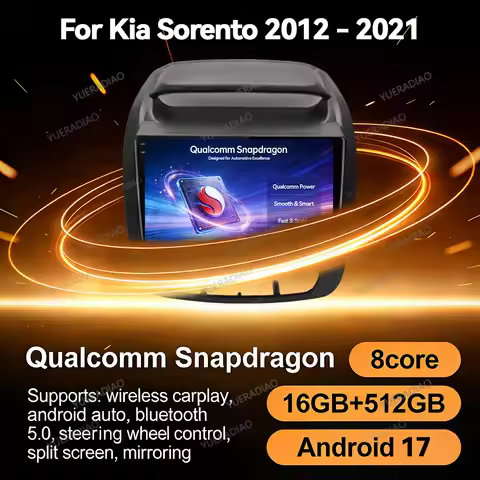 Android 17 Car Radio For Kia Sorento 2 II XM 2012 - 2021 Qualcomm QLED 4G WIFI Multimedia Video Play