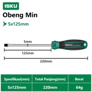 ISKU Obeng Plus Minus Magnetik Kembang Plat Bolak Balik Eceran 3-6mm Panjang 75-200mm Obeng Cebol 2i