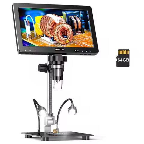 TOMLOV HDMI Digital Microscope 1500X DM9 Max 10.1" HD IPS 20MP Coin Microscope for Error Coins LCD S