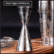 Smart Jigger 30/60ml họa tiết -Ly đong inox pha chế 2 đầu họa tiết - Dụng cụ bartender