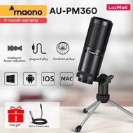 MAONO AU-PM360TR ไมโครโฟน Condenser Microphone Recording PC Mic for Online Teaching Meeting Livestreaming Gaming With Tripod Stand