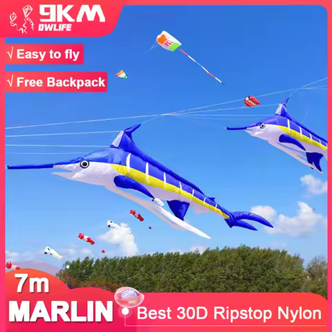9KM 7m Marlin Fish Kite Line Laundry Pendant Soft Inflatable Show Kite for Kite Festival Ripstop Nyl