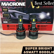 Car led Headlamp Foglamps H11 H7 H4 H1 HB3 H4 HIR2 MACRONE V3+ 65W 8000LM 1 year warranty