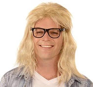 Blonde Mullet Wig with Sunglasses – Mullet Wigs for Women Men Kids – Waynes World Joe Dirt Rocker 80