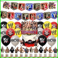 B4 WWE World Wrestling Entertainment kids birthday party decorations banner cake topper balloons 4B