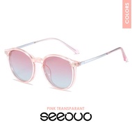 Seeouo Frame Kacamata Clip On 2in1 Model Oval Clip Lensa Polarized TR90+Metal Pria Wanita Bisa Minus