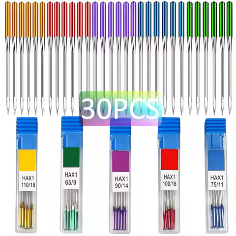 30Pcs Anti-Jumping Sewing Machine Needles (5Colors) for Home Compatible with Singer, Brother and Old