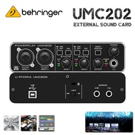 Behringer การ์ดเสียง UMC202HD อินเตอร์เฟซเครื่องเสียง USB พร้อมแหล่งจ่ายไฟ48V Phantom เหมาะสำหรับห้อ
